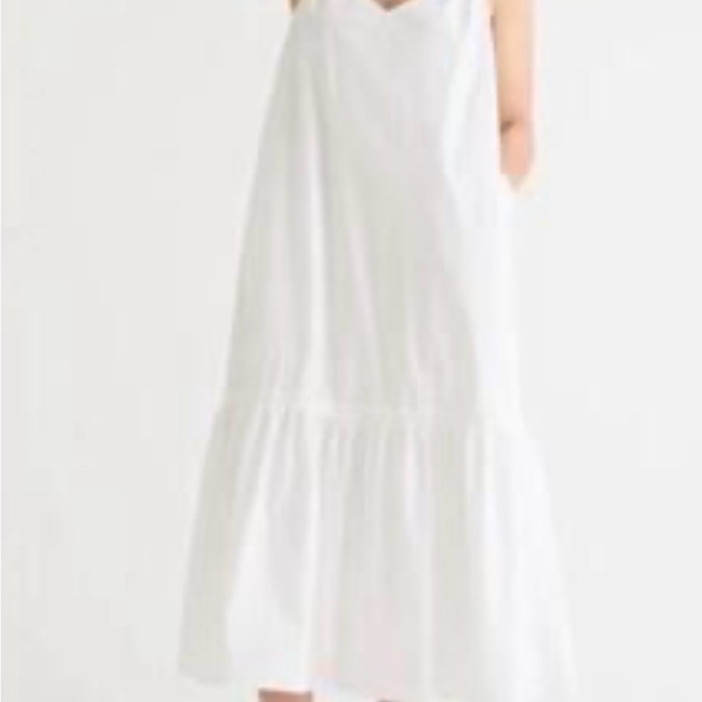 J. Crew White Sleeveless Tiered Maxi Dress